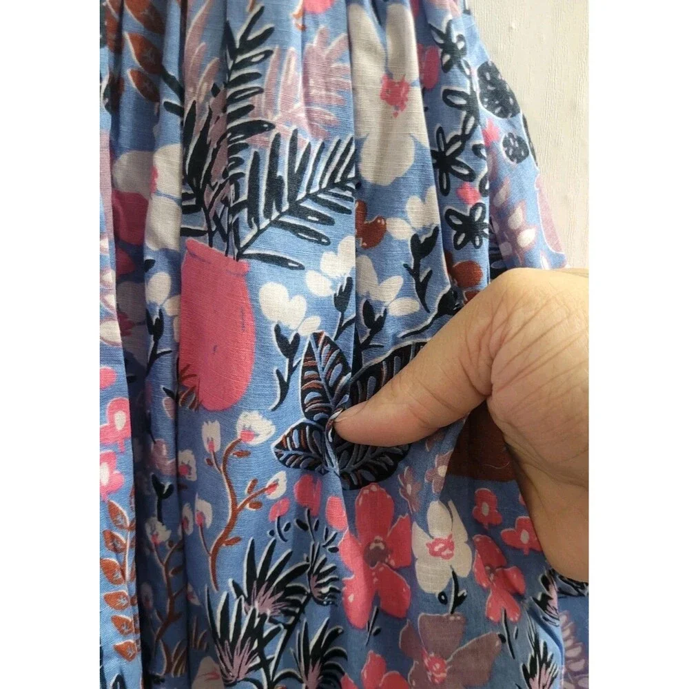 Kate Spade New York Garden Posy Smocked Midi Dress XS NWOT Cotton Cat Floral Poc